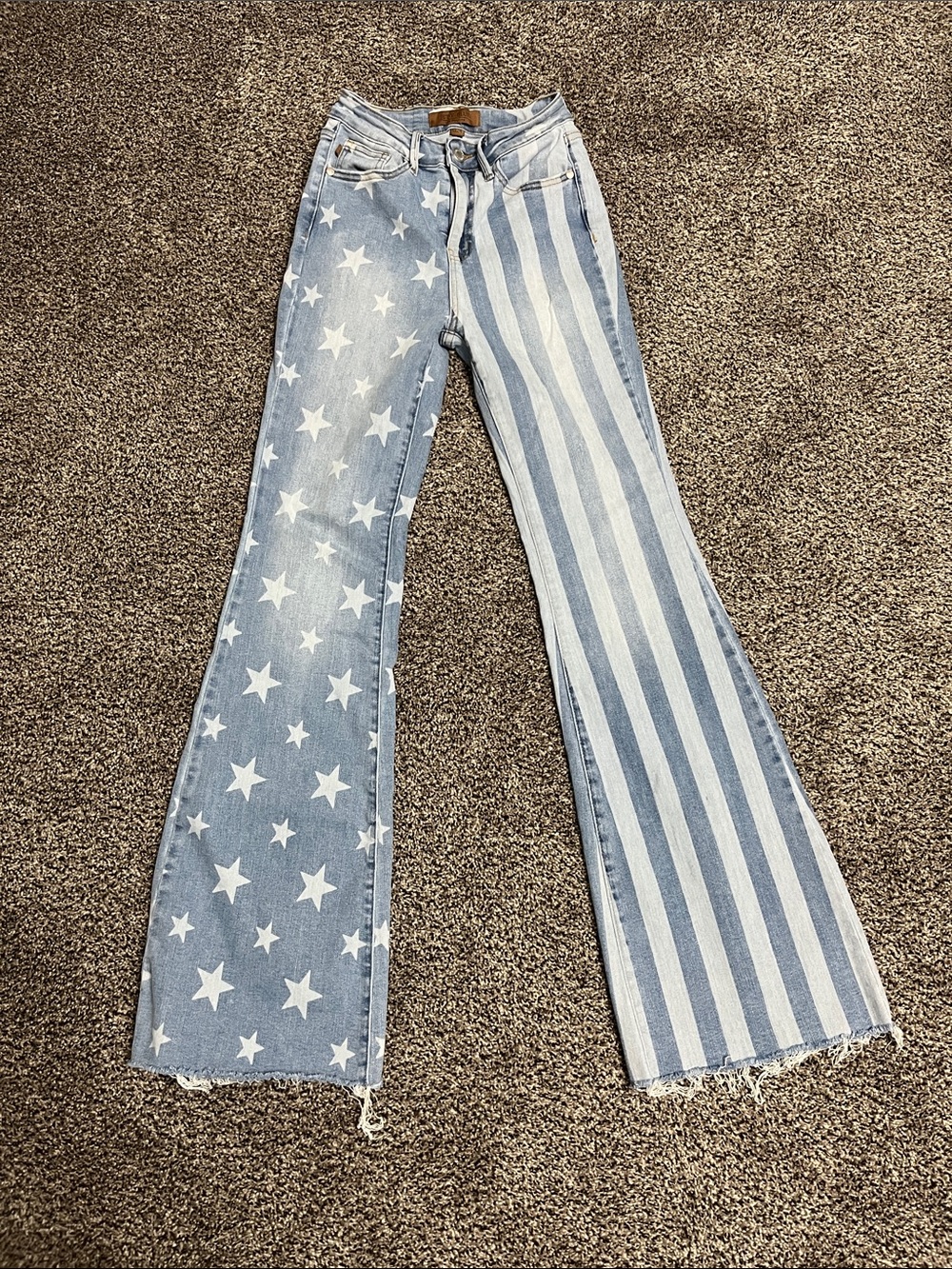 Judy Blue Light Blue Star & Stripe Wide Leg Jeans sz 0/24
